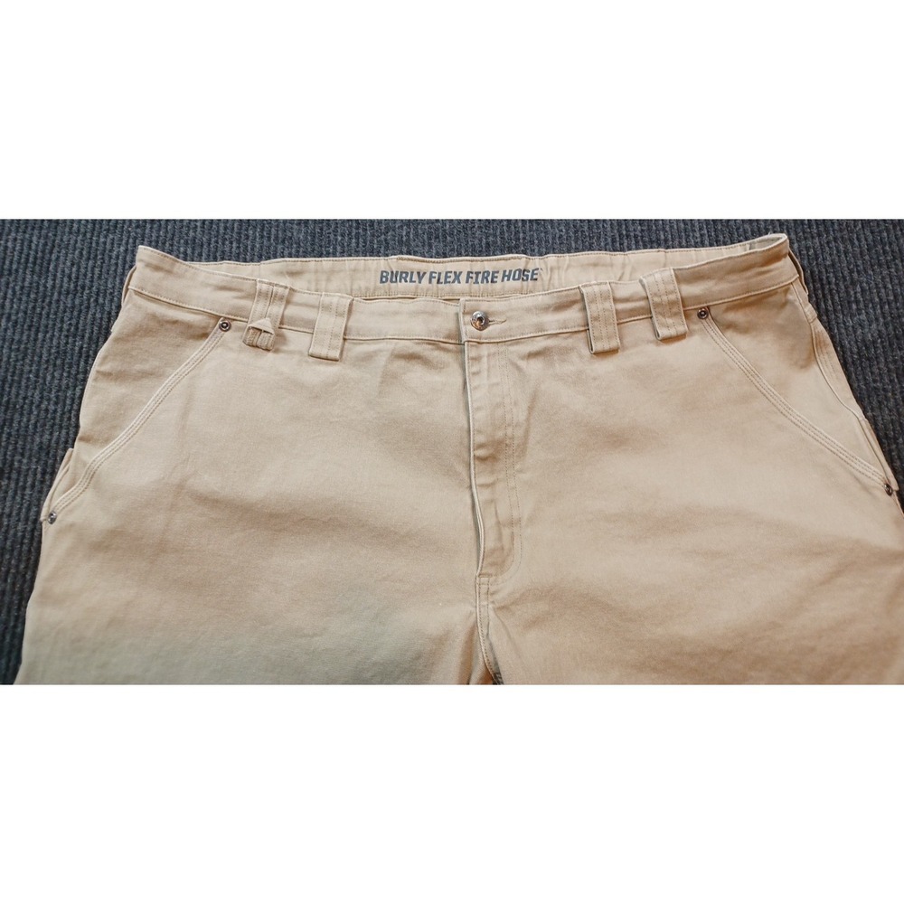 Duluth Trading 46 x 30 BURLY Flex Fire‎ Hose Canvas Pants Khaki Relaxed Fit